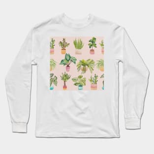 Plants Collective in Blush Pink | Houseplants | Botanicals | Watercolor Long Sleeve T-Shirt